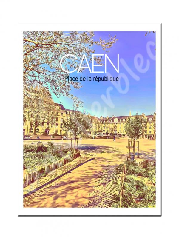 Affiche et magnet Caen Place de la République