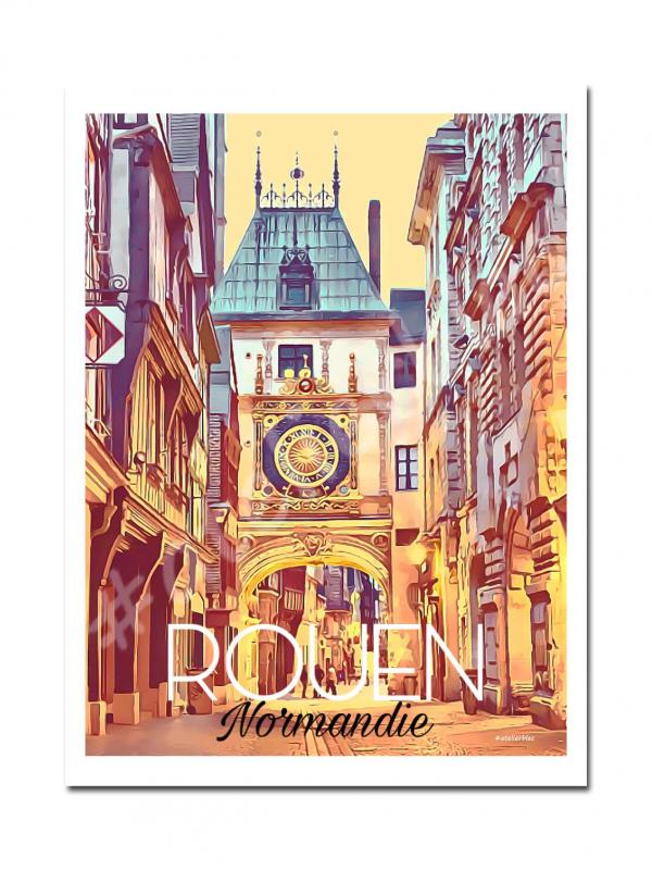 Affiche et magnet Rouen Le gros horloge